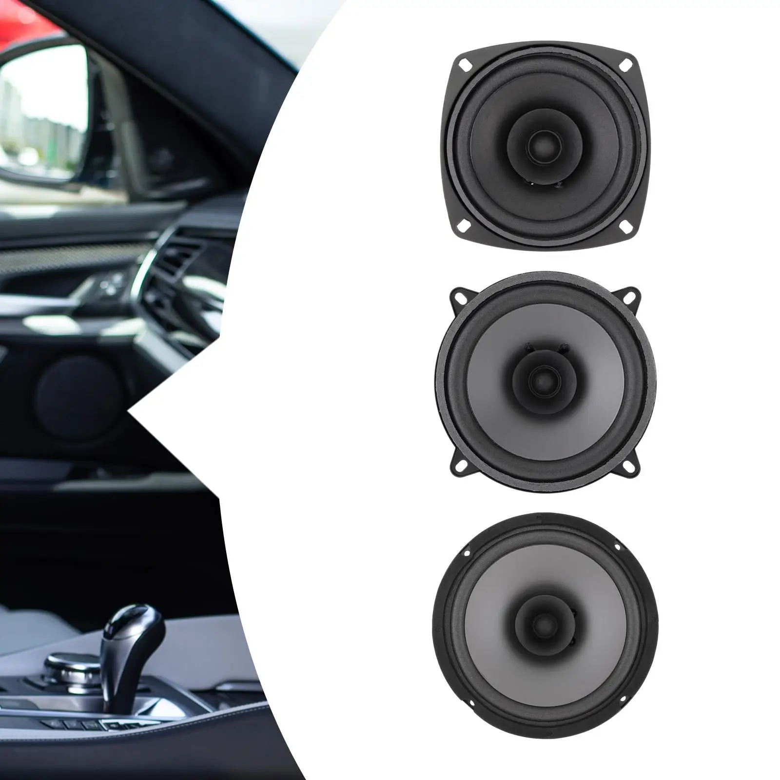 Car Door Speaker Sound Speaker System Car Sound Speaker Flush Mount Bass Woofer Black 4 Ohms Impedance Coaxial Car Audio Speaker