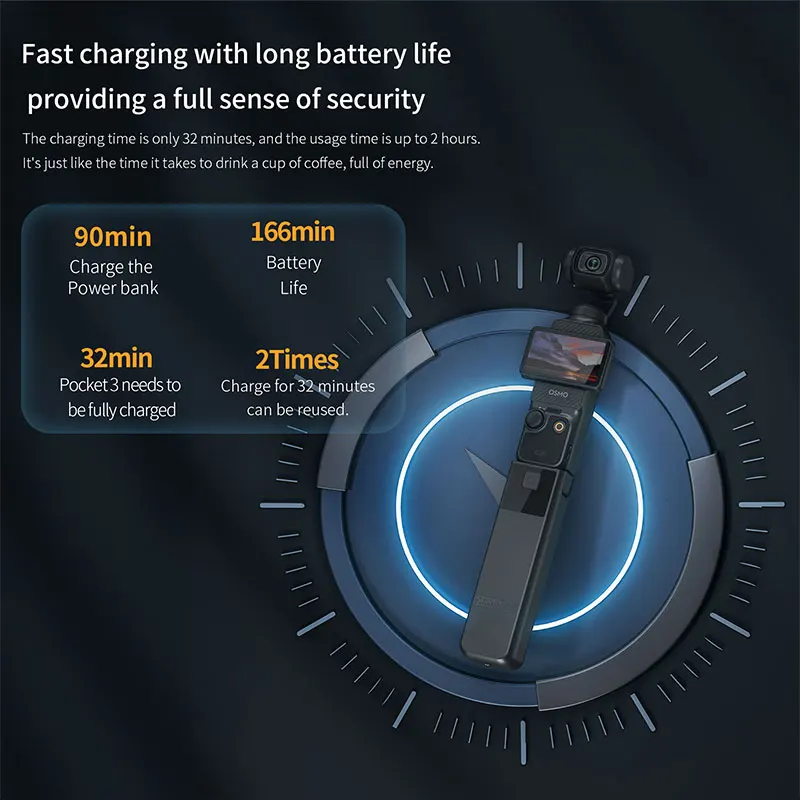Chargeur Batterie Poignée pour DJI Pocket 3 - Accessoire Extension