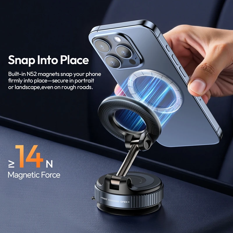 Ulanzi SK-25 Phone Holder Vacuum Suction MagMount 360° Flexible Adjustment for Car Window Dashboard Ceramic Tile Dressing Table