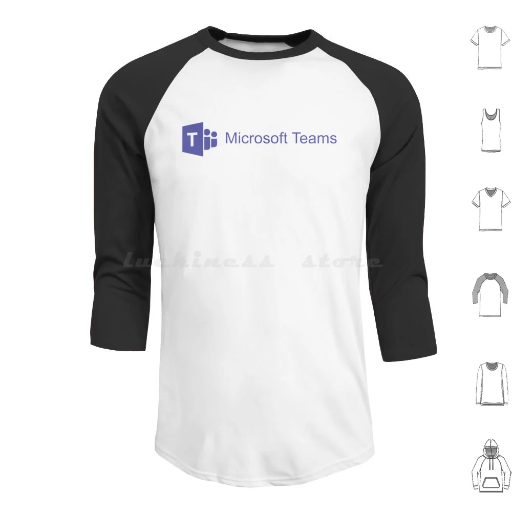 Blue Microsoft Teams Logo Text Serif Felpa Con Cappuccio In Cotone A Maniche Lunghe Microsoft Teams Microsoft Teams Finestre Azzurre