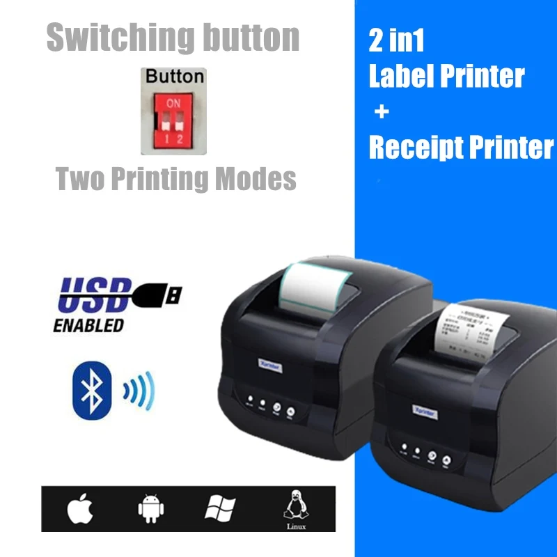 Xprinter Xp 365b 20 To 80mm Label Barcode Thermal Printer Pos Receipt ...