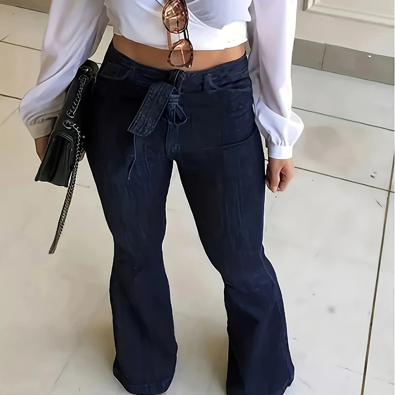 Y2k jean femme jean tendance ceinture élastique pantalon évasé pantalon large élégant nouveau Design décontracté