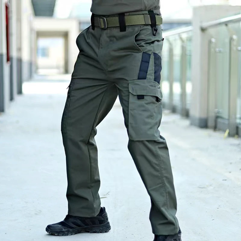 남성용 립스톱 전술 전투 안티 저항 바지, 캠핑 하이킹 트레킹 등산 야외 바지, 멀티 포켓 용수철, 가을 