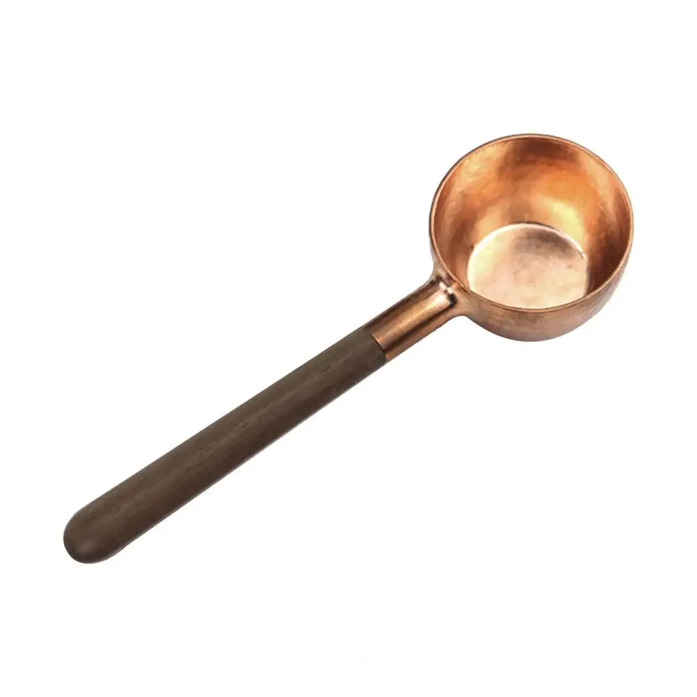 Wood Handle  Eco-friendly Portable Smooth Surface Coffee Scoop Rose Gold Coffee Spoon Intimate   for Gifts