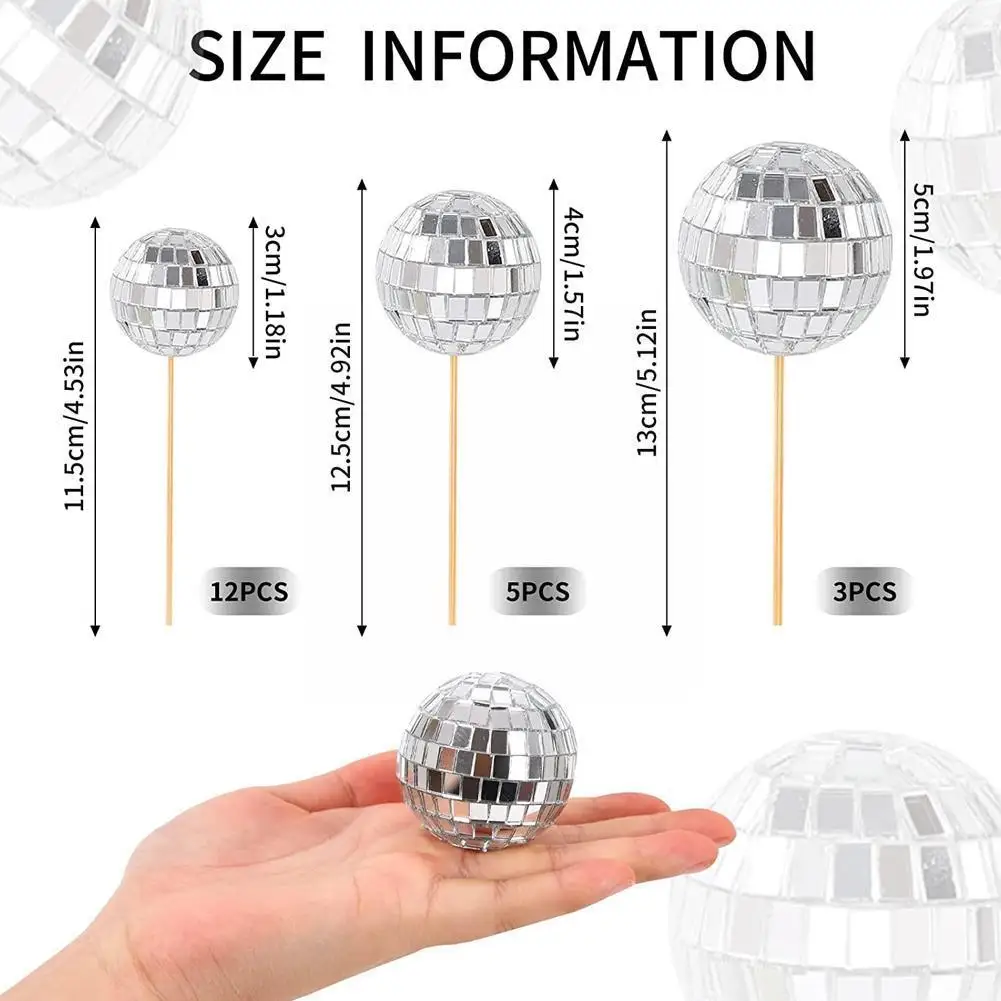 

Mirror Ball Cake Decoration Disco 70's 80 Retro Dance Supplies Cake Golden Birthday Party Silver Disco Topper Club I4R6