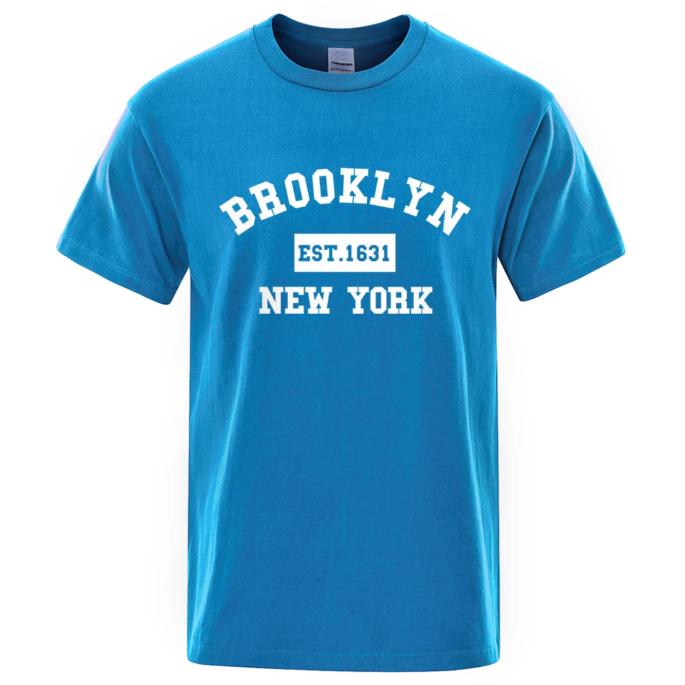 Brooklyn Est. 1631 New York Letter Print T-Shirt Man Casual