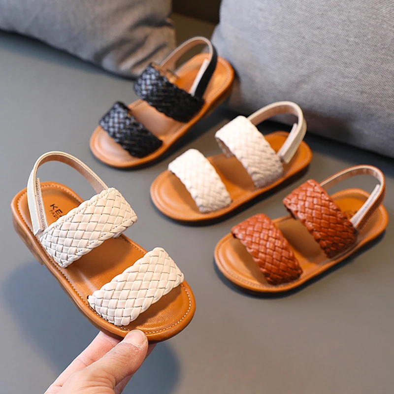 

Baby Girls Gladiator Sandals Toddler Girls Roman Retro Weave Leather Casual Shoes Kids Bohemian Beach Sandals for Photoshoots