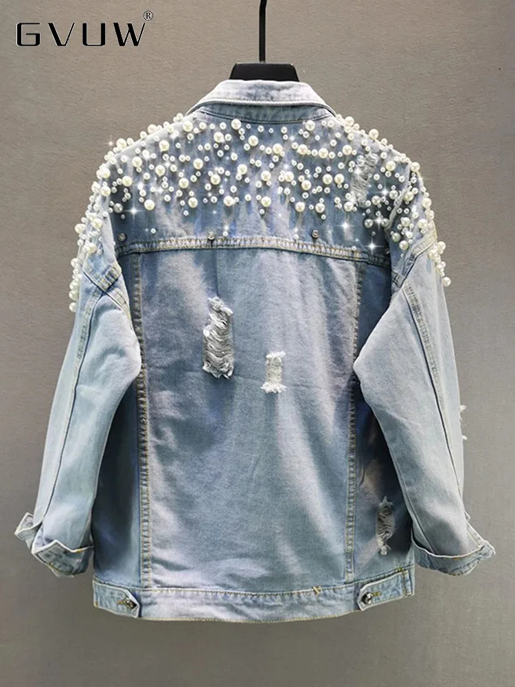 

Женский однобортный Блейзер GVUW, Стильная летняя верхняя одежда с бусинами, отложным воротником и длинным рукавом, 17G6362, 2024