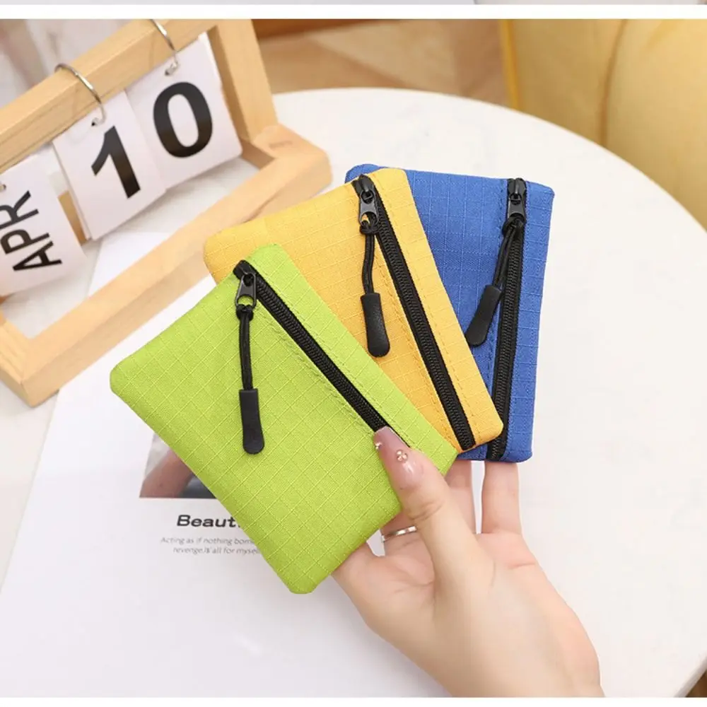 Solid Color Canvas Small Wallet Simple Women Men Coin Key Bag With Zipper Kid Storage Pouch Unisex Mini Coin Purse Money Pocket