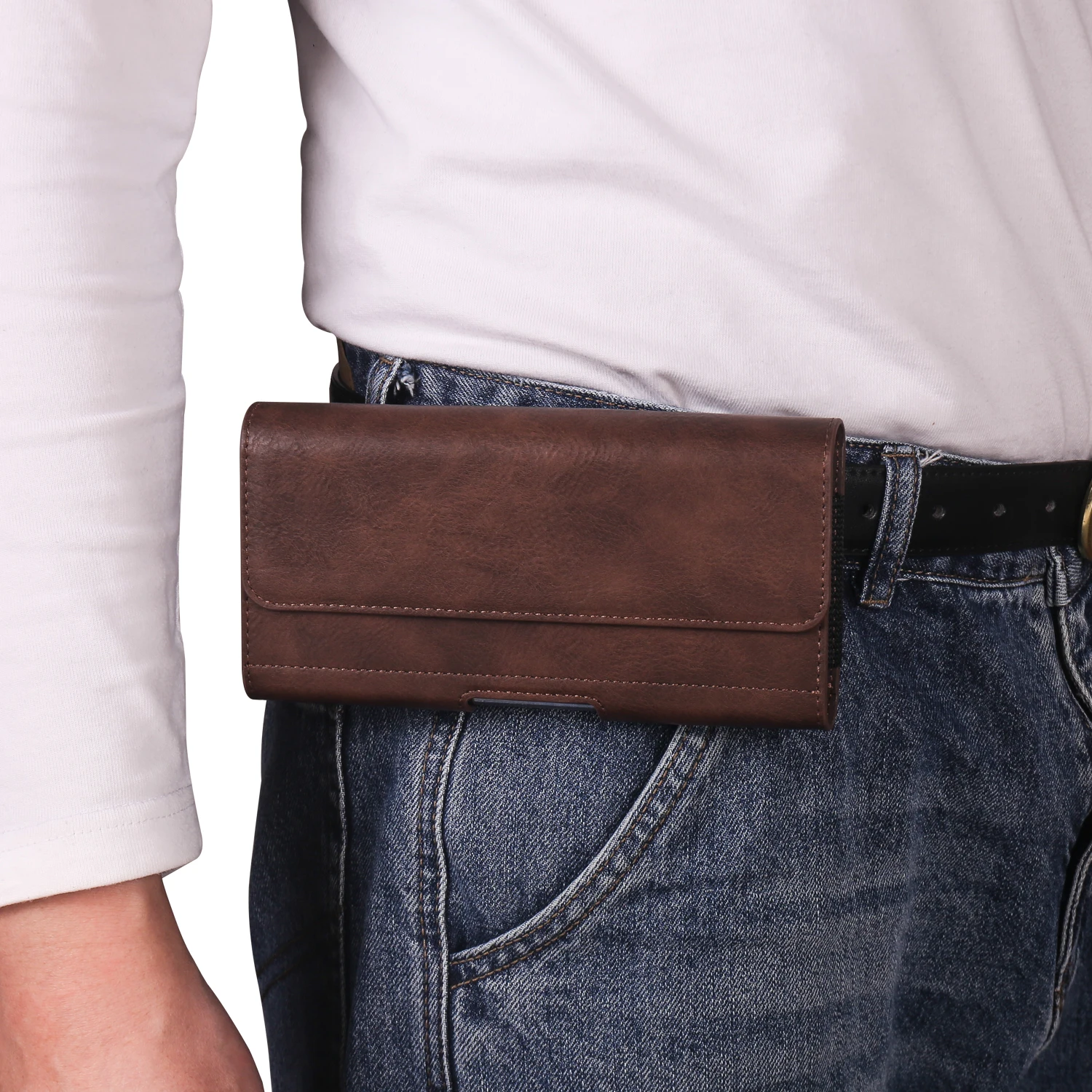 FULAIKATE Horizontale Handytasche mit elastischer Taille, Universaltasche mit Kartenfach, passend für iPhone, Samsung, Huawei, PU-Material, Holster – Detail 22