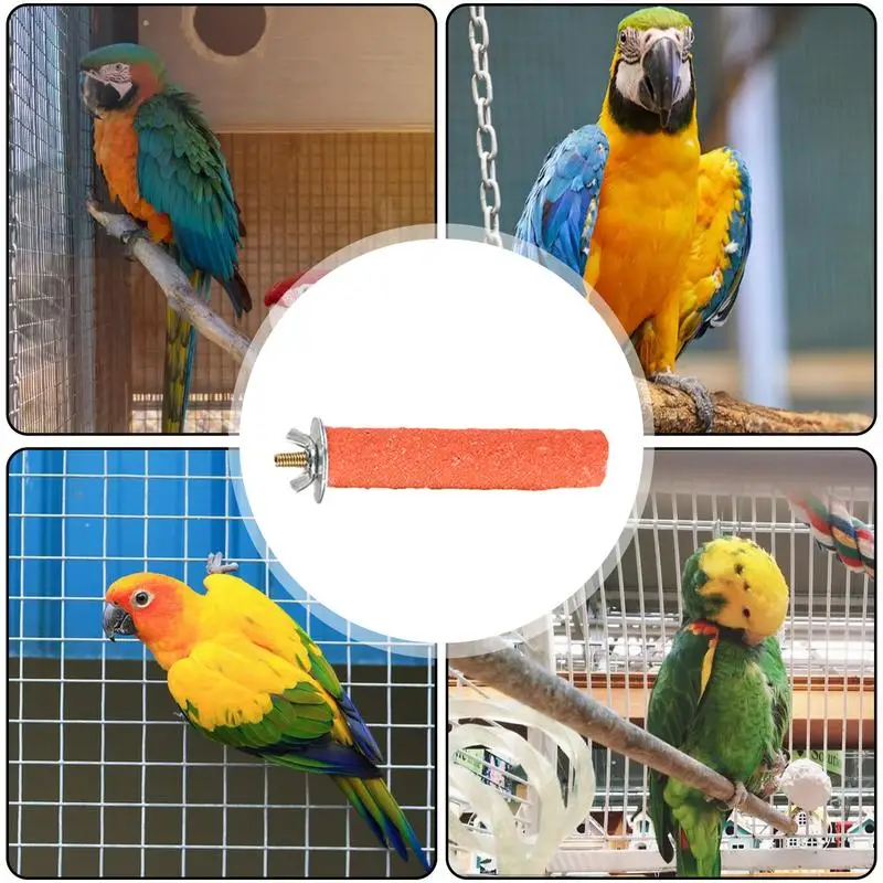 Bird Cage Perch Frosted Perch Stick For Parrot Claw Grinding Cage Perch Toy With Natural Quartz Sand For Budgies Medium Parrots