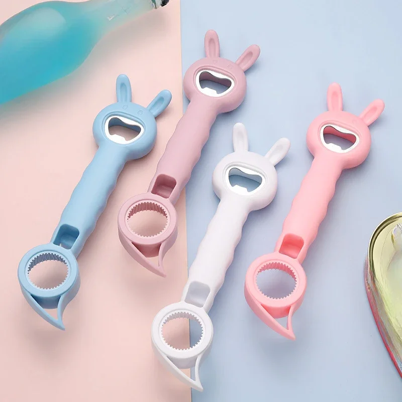 4 In 1 Beer Bottle Opener Multi-purpose Beverage Jar Can Bottle Opener Plastic Corkscrew 1PCS Dining Bar Gadgets Kitchen Tool