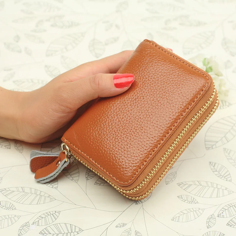 Soft Leather Men Key Wallet Card Organizer Wallet Zipper Coin Bag Key Case for Men Keyring Keychain Cards Keys Holder