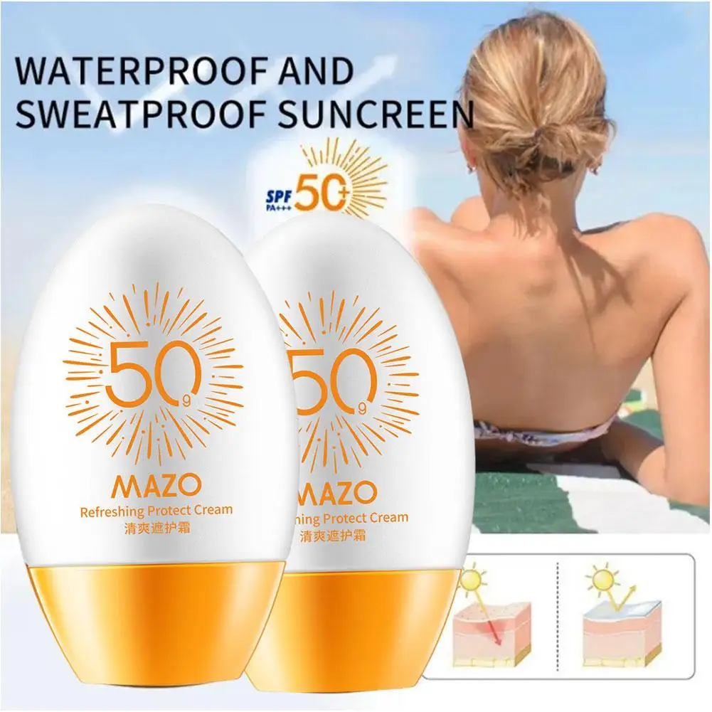 SPF50+ Refreshing Sunscreen Cream Moisturizing Rejuvenating Non-greasy Isolation Anti-UV Lotion Face Body Lasting Sun Protection