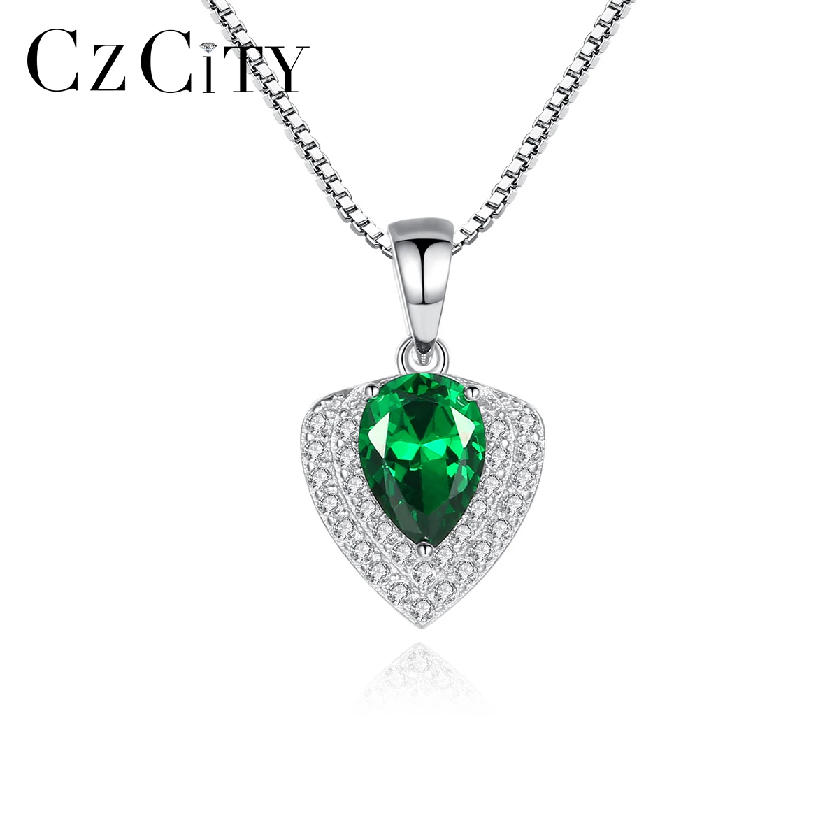 

CZCITY Design Heart Gemstone Pendant Necklace for Women High-quality 925 Sterling Silver Luxury CZ Girl Party Charming Jewelry