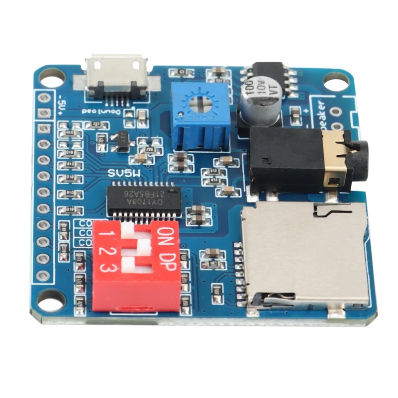 아두이노용 음성 재생 모듈, MP3 플레이어, UART I/O 트리거 앰프, 클래스 D, 5W, 8M 스토리지 DY-SV8F 플래시 SD/TF 카드