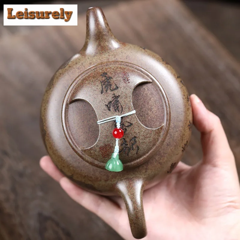 520ml Yixing Purple Clay Teapots Handmade Landscape Pot Raw Ore Wood-fired Porcelain Mud Kettle With Strainer Zisha Tea Set Gift