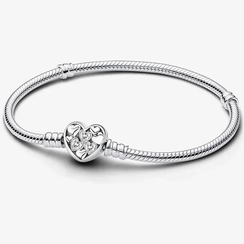 925 Silberbeschichtetes Personalisiertes Einfaches Krallen-Liebesherz Armband DIY Perlenherstellung Passend für Original-Armbänder Modeschmuck Geschenk – Detail 10