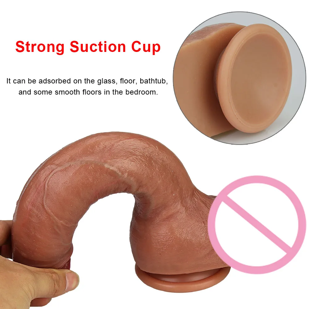 Skin Feeling Realistic Penis Soft Sexy Huge Dildo Female Masturbator Double-layer Silicone Suction Cup Dildos for Women Big Dick sex toys