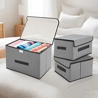 Fold Non Woven Fabric Storage Box Gray Home Supplies Clothing Underwear Sock And Kid Toy Storage Organizer Cosmetics 1