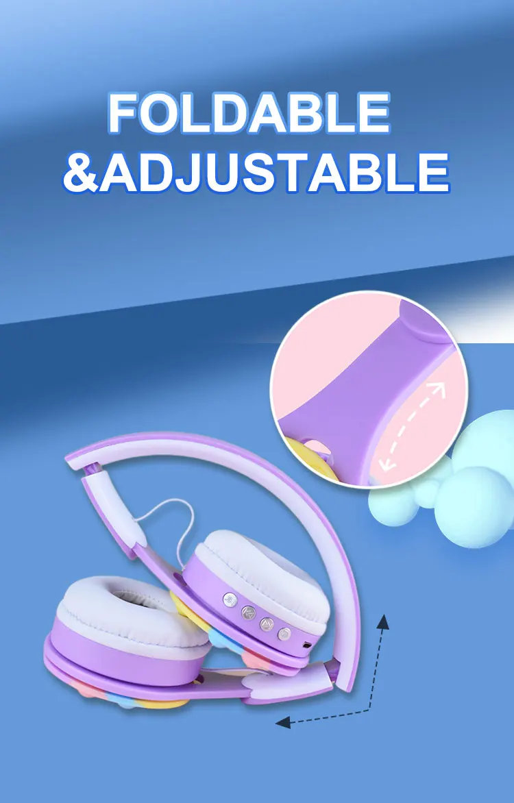 Headworn Rainbow Bubble Wireless Bluetooth S 5.0 Pressure Reducing Cute Foldable With Microphone Card Insertion_voghion.com