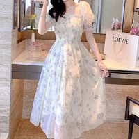 2026 Summer White Chiffon Long Dress Casual Floral Party Dress Elegant Short Sleeve Fairy Dresses for Women Sweet Beach Clothing - Image 5