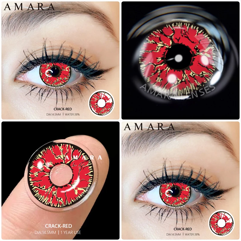AMARA Vibrant Red Cosmetic Contact Lenses for Stunning Cosplay and Festive Makeup