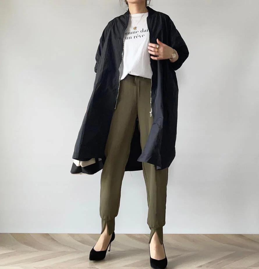 

Spring High Waist Closed Leg Khaki Black Cargo Pants Drawstring Split Casual Pant Autumn Clothes Korean Style Women Y2k Fashion