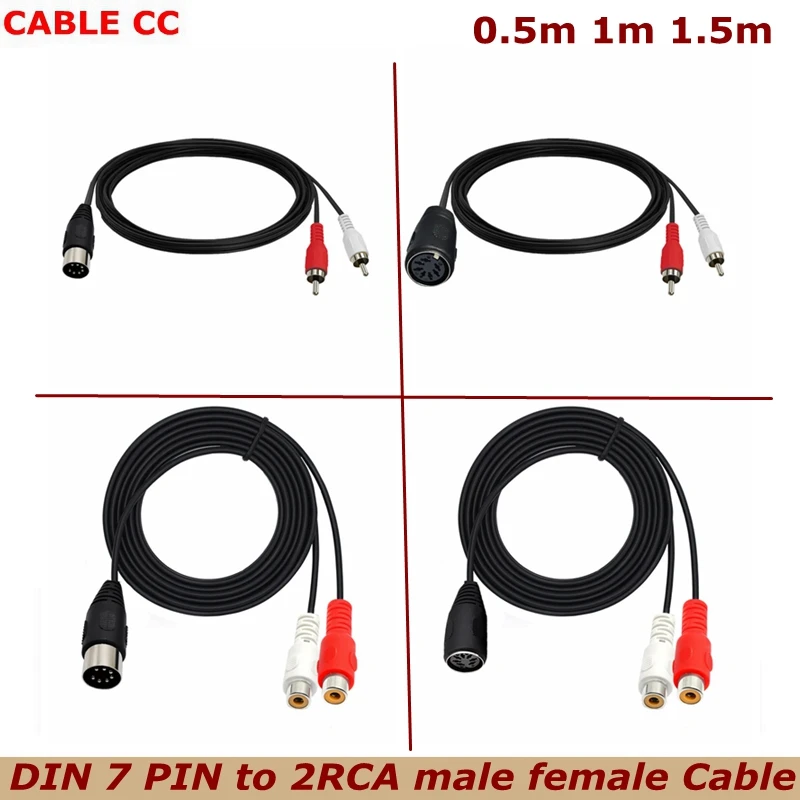 0.5M 1.5M Cavo Midi 7 Pin Din Coppia 2 Doppia Rca Maschio A Femmina Cavo Audio 1.5M Din 7 Per Cavo Femmina 2Rca Migliore Qualità