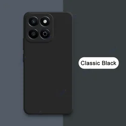 Luxury Dual Layer Cellphone Case with Full Camera Protection - Fashionable Soft Square Liquid Silicone Armor for Honor X7c (Classic Black)