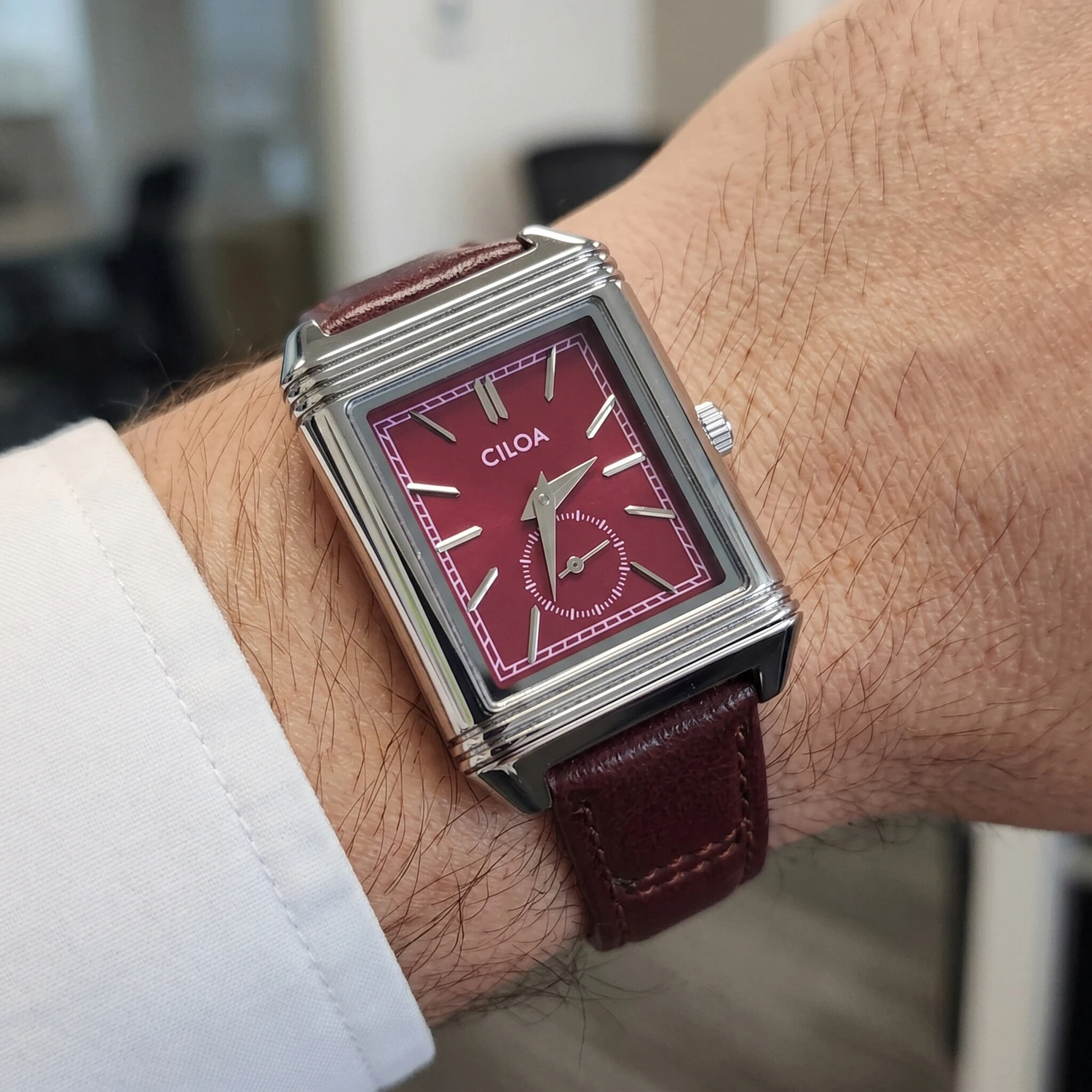Reloj de Pulsera de Cuarzo Cuadrado Retro para Hombre CILOA, Reloj Versátil Casual de Negocios