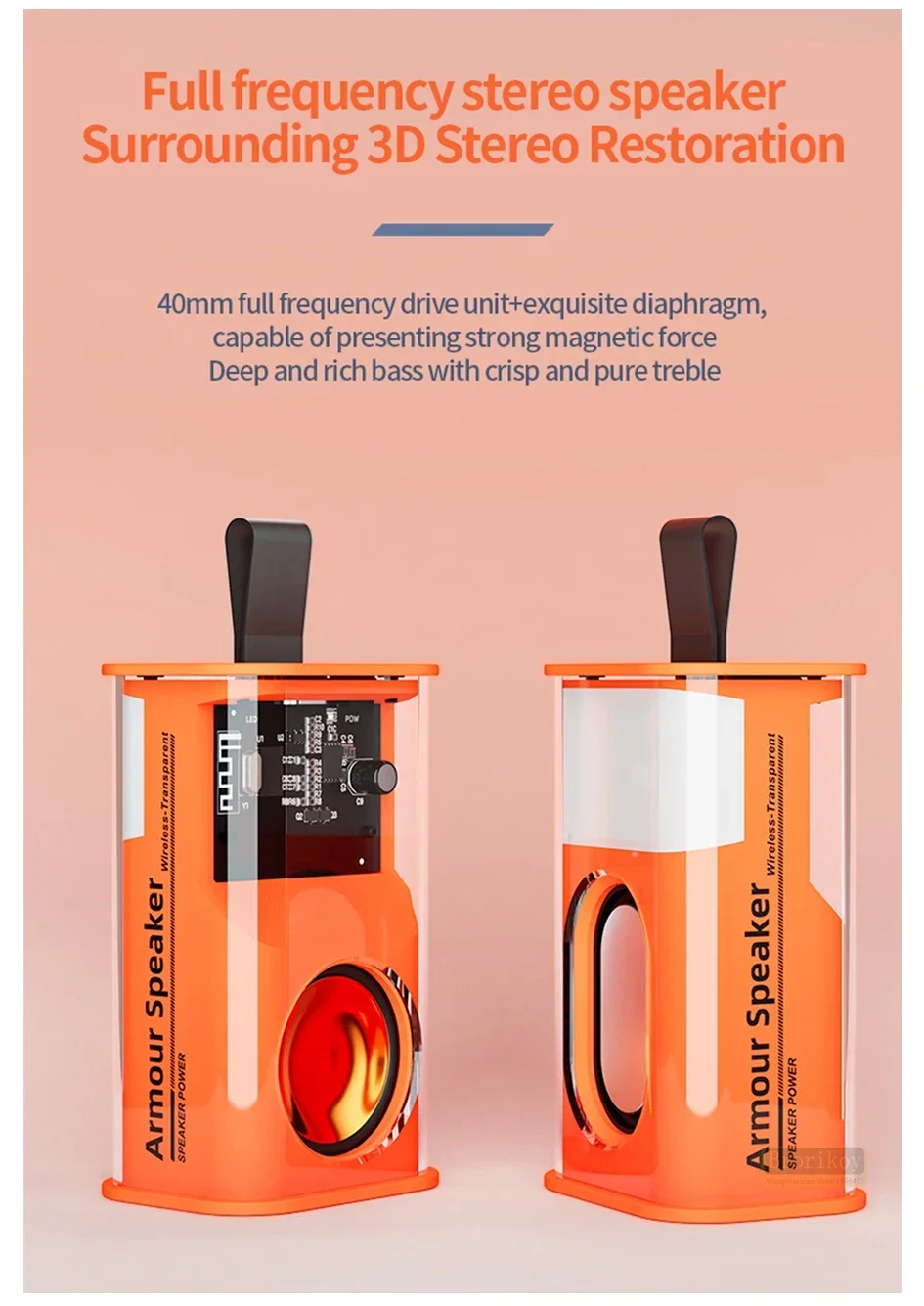 Description Picture 5 of itemBluetooth Speaker A36 LED Flashing Soundbar Portable Outdoor Indoor Subwoofer Loudspeaker Support TF Card FM Radio Waterproof