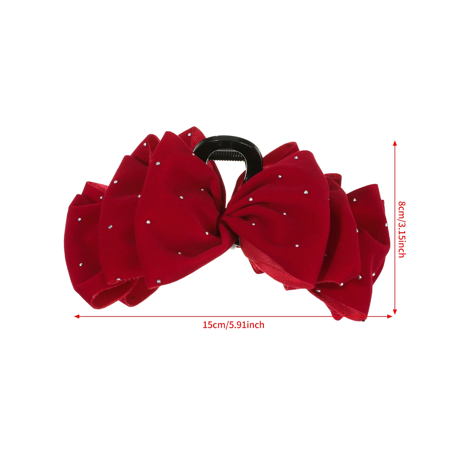 1pc Red Black Velvet Bow Hair Claw For Women Princess Head Grab Hairpin Headdress Large Hair Clips Girls Hair Accessories