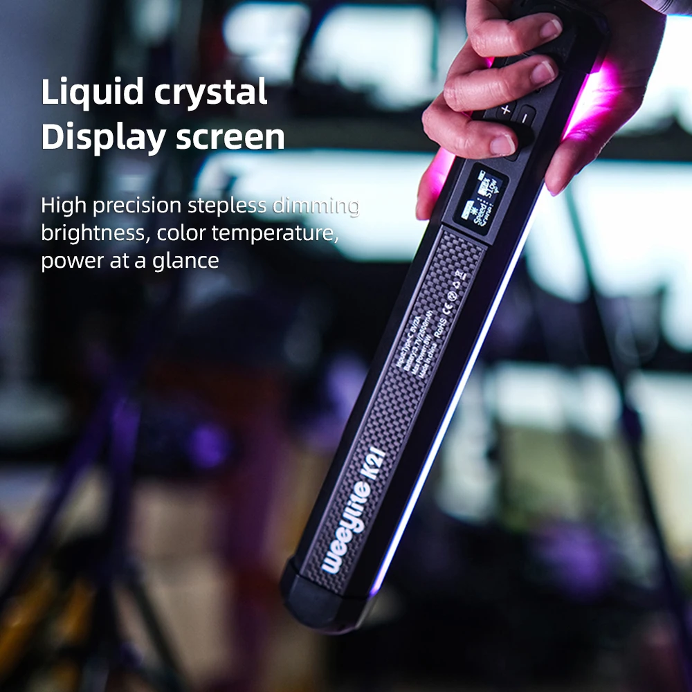Weeylite K21 휴대용 RGB 라이트 스틱, LED 튜브 라이트 완드, 8W 2500K-8500K 디밍 가능 앱 제어, Vlog용 마그네틱 후면
