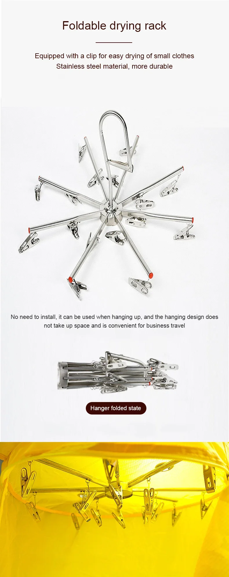 Description Picture 4 of itemPortable Electric Clothes Dryer Mini Travel Folding Warm Air Baby Cloth Drying Machine Heater Hanger Laundry Clothing Rack