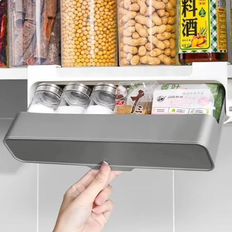 Plastic Seasoning Bottle Storage Rack Kitchen Seasoning Bottle Punch-free Adjustable Multi-functional Seasoning Jar Set 4