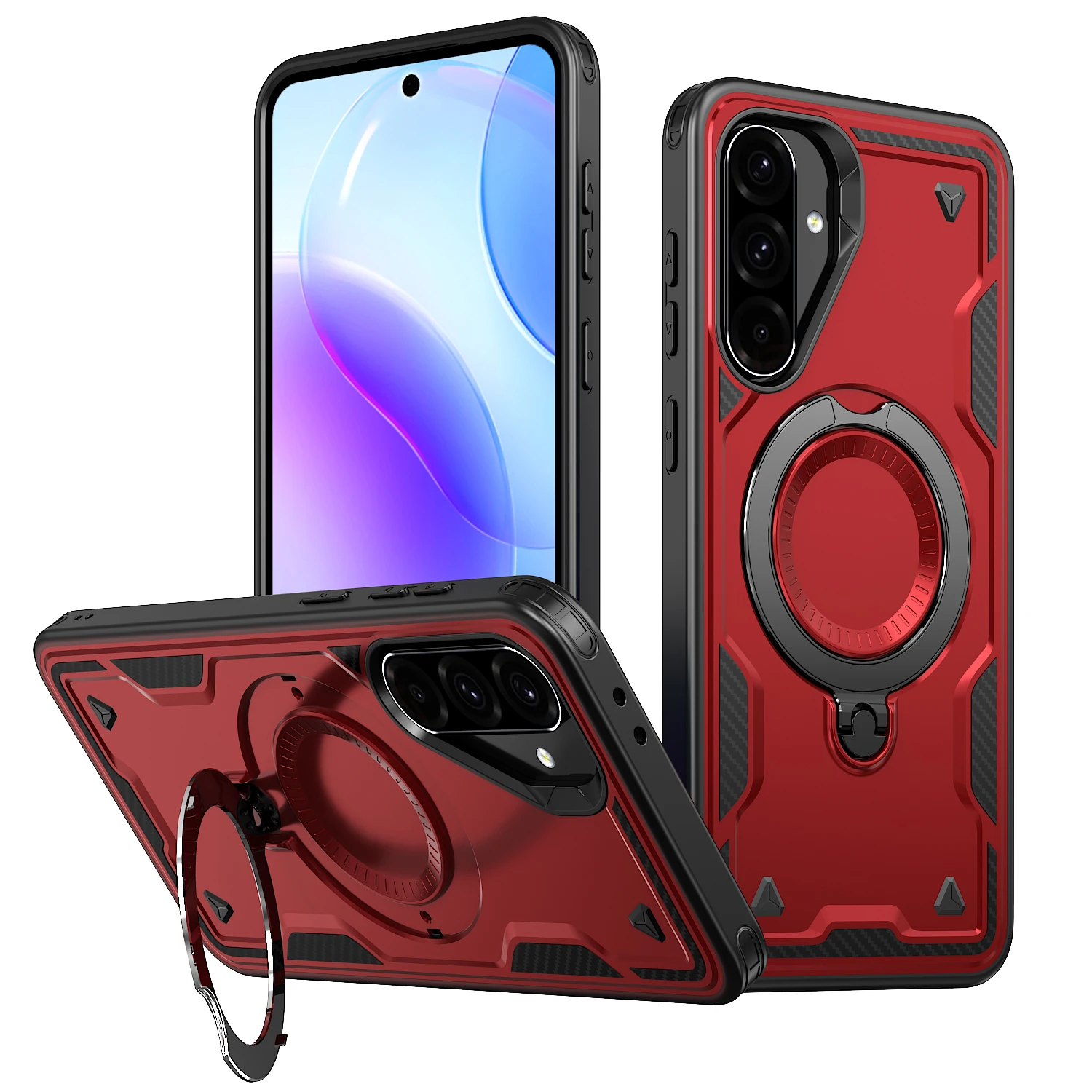 Enhanced Magnetic Armor Shockproof Phone Case with Wireless Charging Stand