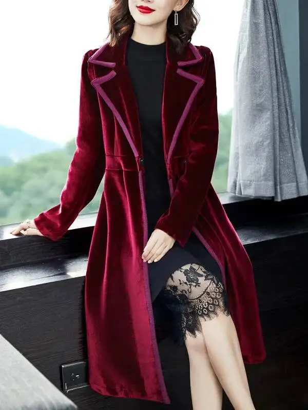 JAMERARY Fashion Long Trench Women Autumn Winter Velvet Windbreaker Lady  Midi Dress Coats Office Work - AliExpress