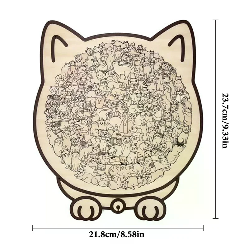 135-Piece Morandi Color Cat-Shaped Wooden Jigsaw Puzzle Irregular Cats Shaped Animal Pieces For Home Decor & Party Games Gifts