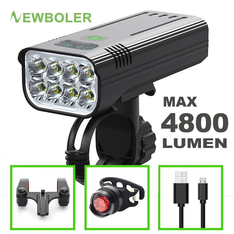Newboler Bicycle Light 4800 Lumen Usb Chargeable Rainproof Mtb Bike