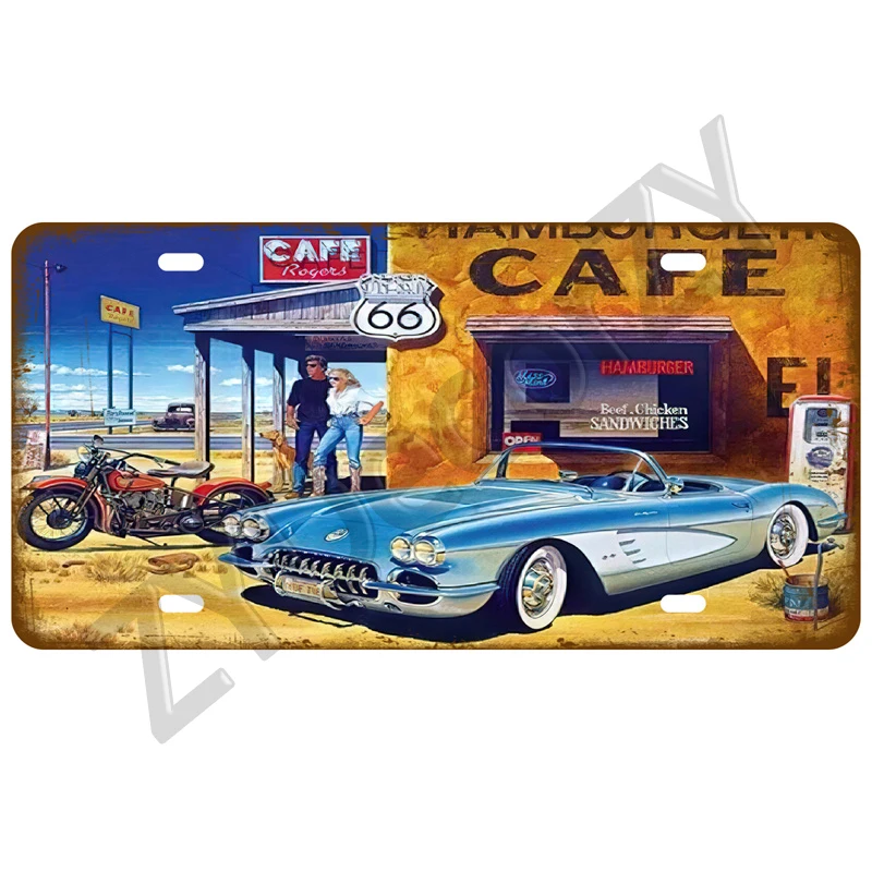 Route 66 Weißblech Platte Garage Auto Retro Metall Zeichen Poster an der Wand Zinn Zeichen Vintage Poster Wohnkultur Kunst Raum dekoration – Detail 14