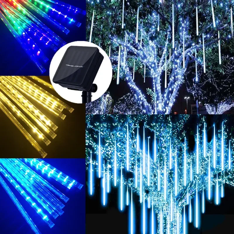 

Solar Meteor Shower LED String Lights Outdoor Street Lamp Garland Christmas Tree Decorations Wedding Fairy Garden Decor Navidad