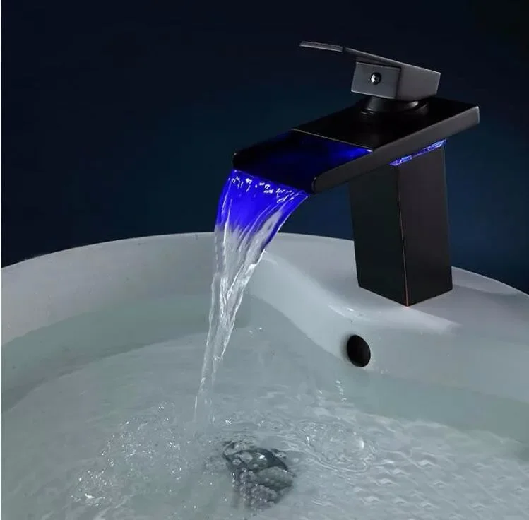Description Picture 5 of itemHigh Quality Antique Oil Rubbed  Led Waterfall Faucet Bathroom Basin Sink Mixer with two pcs plumbing hoses water tap