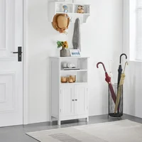 Bathroom Floor Cabinet, Free Standing Cabinet with Double Door and Adjustable Shelf, Side Tall Storage Organizer for 2