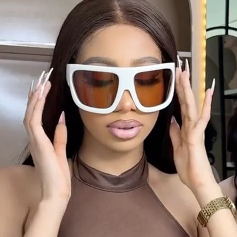 DOHOHDO Übergroßen Quadratischen Sonnenbrille Frauen Persönlichkeit Einfache UV400 Brillen Frauen Mode Retro Brille Punk Gafas De Sol Mujer – Detail 2
