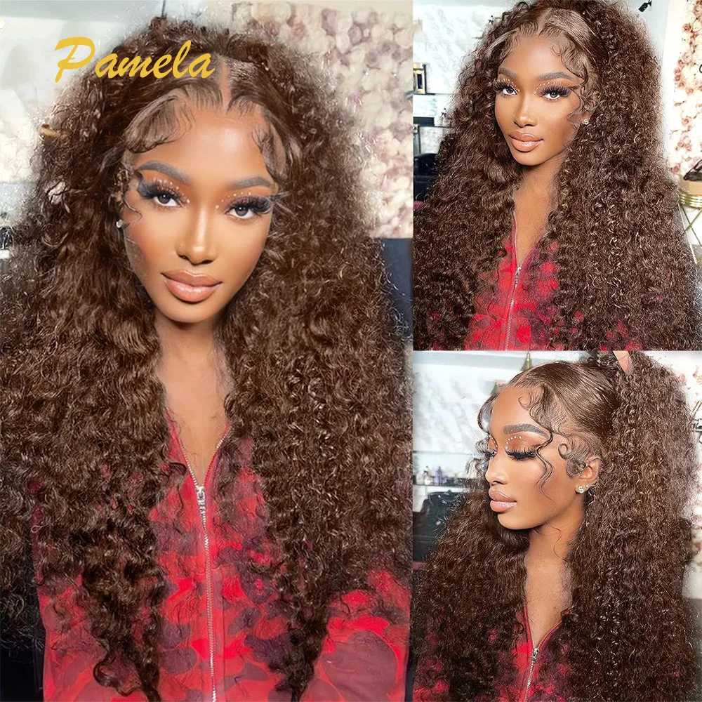 Chocolate Brown Kinky Curly Clip ins Human Hair 120g 8pcs 20 Clips 3C 4A Curly Clip In Hair Extensions Real Human Hair for Women