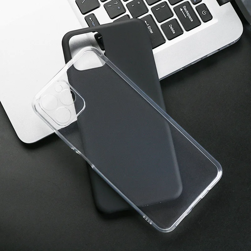 Black Transparent TPU Soft Silicone Phone Case - Anti-Fall Protective Cover