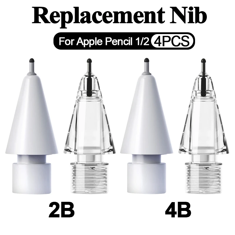 

1/2/4PCS For Apple Pencil 1st 2nd Generation iPencil Replacement Tips Spare Nibs Stylus Mute Nib for iPad Pro Pencil 1 2