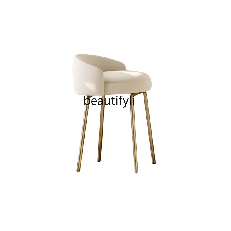 

Makeup Dressing Table Chair Stool Girl Bedroom Simple Modern Light Luxury Advanced High-End Backrest Stainless Steel furniture