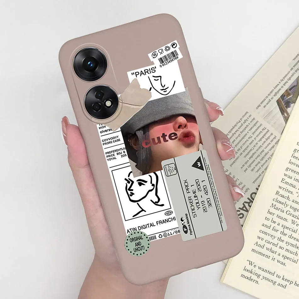 Fashionable Heart & Flower Cat Design Silicone Shockproof Phone Case - Frosted Back Cover